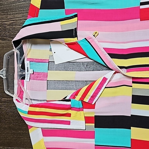 Fashion Nova MEN Striped Vision Short Sleeve Woven Top Size XXXL - Picture 6 of 11